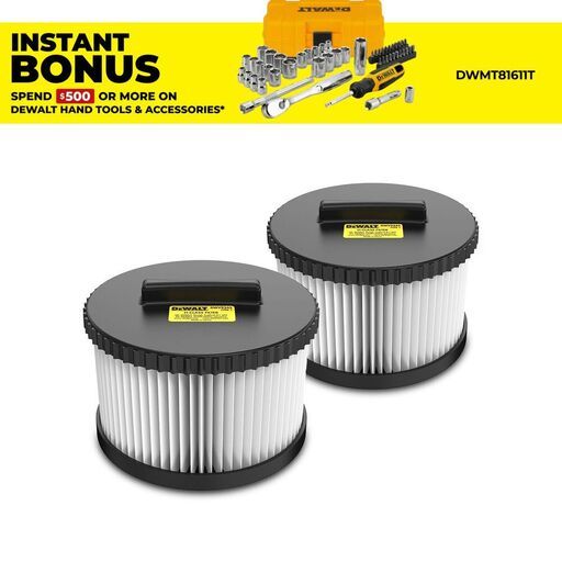 DeWalt DWV9345-XJ 2-Pack Replacement H-Class Dust Extractor Filters Suits DWV905H-XE