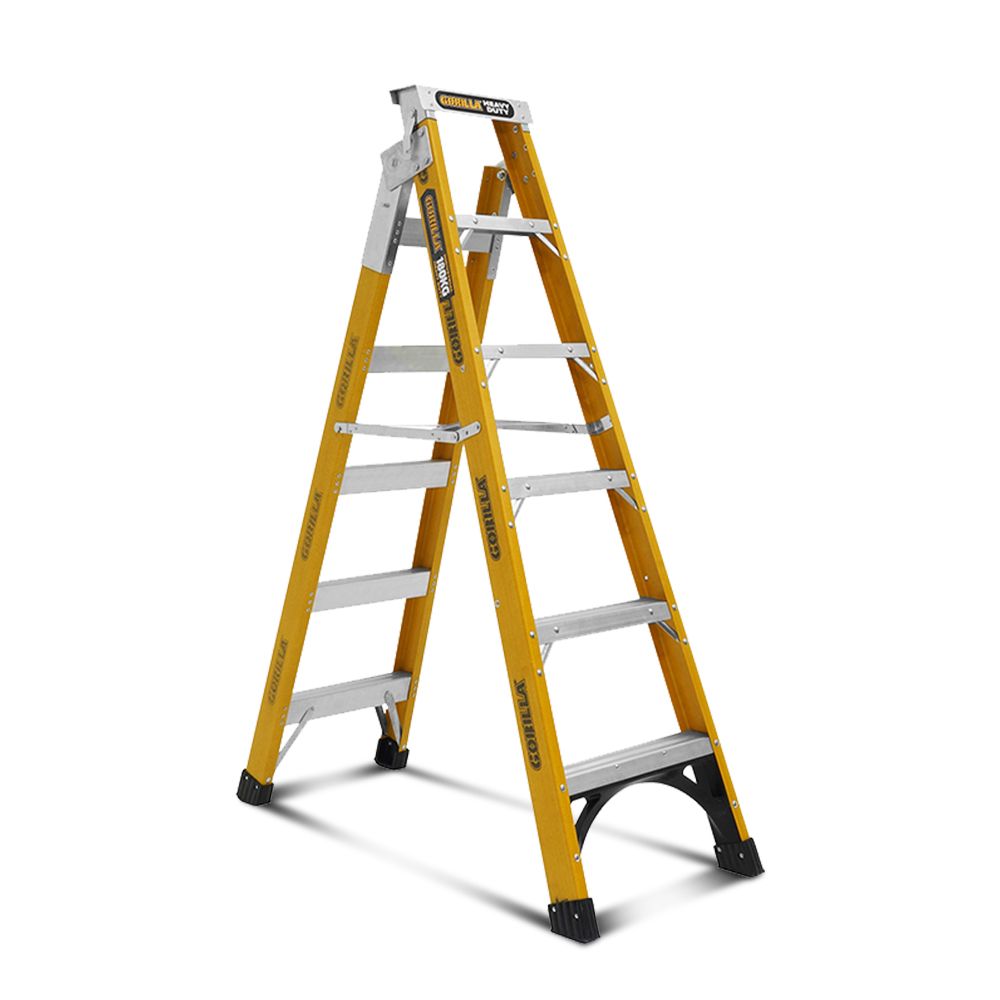Gorilla FDM006-HD 6-Step 1.8-3.2m 180kg Fibreglass Dual Purpose Industrial Ladder – image 1