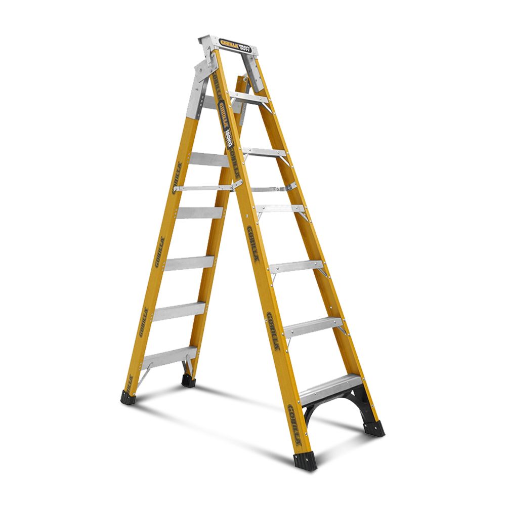 Gorilla FDM007-HD 7-Step 2.1-3.9m 180kg Fibreglass Dual Purpose Industrial Ladder – image 1