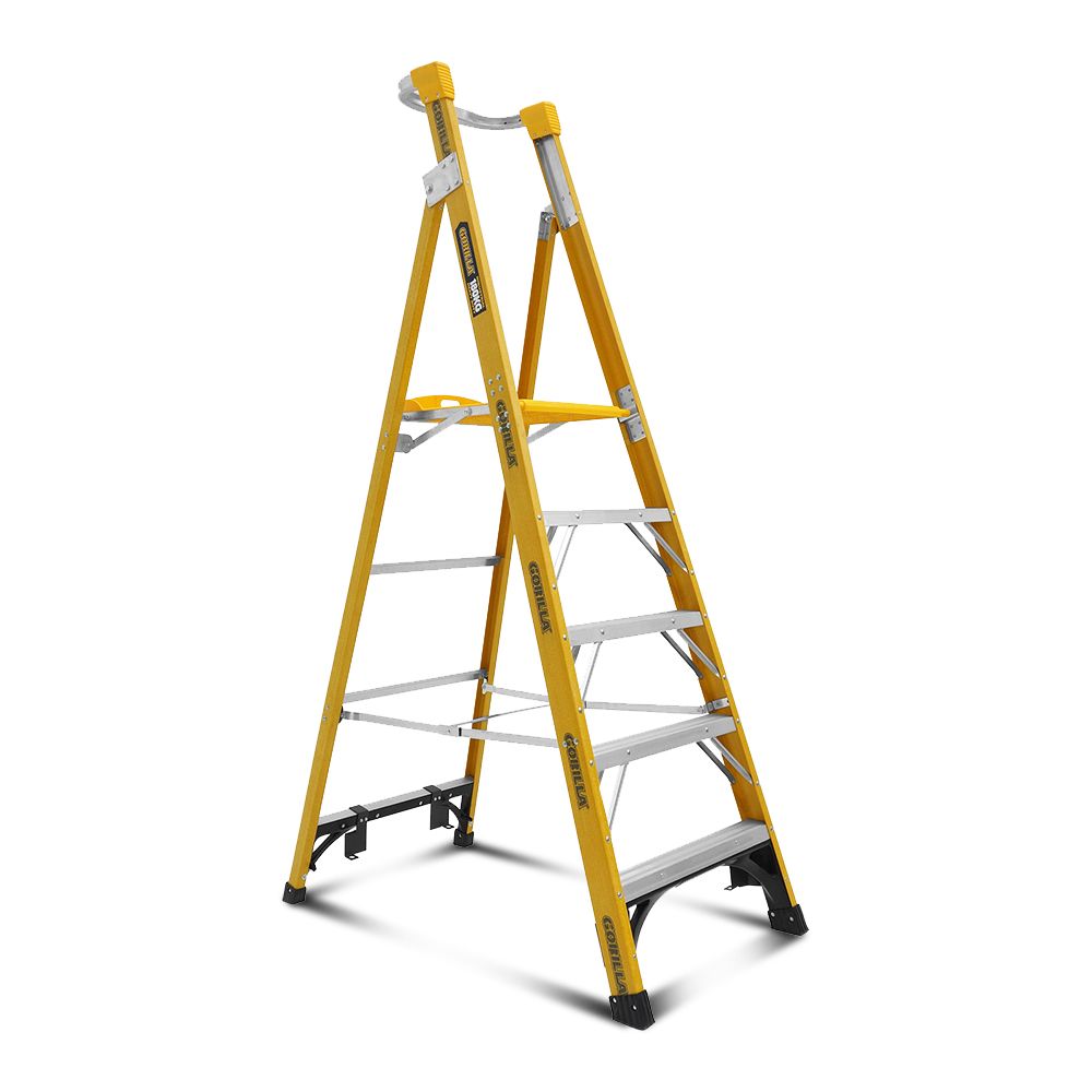 Gorilla FPL005-HD 5-Step 1.5m 180kg Fibreglass Aluminium Industrial Platform Ladder – image 1