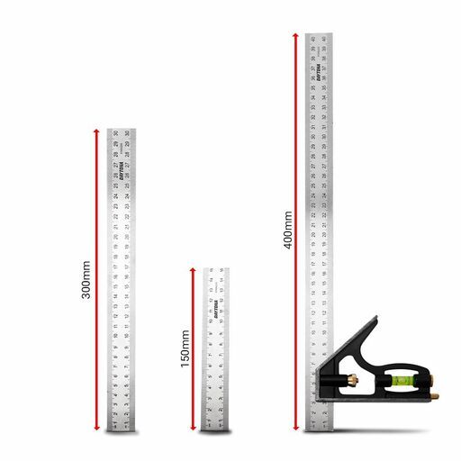 Daytona DCSS3P 3pce 150mm (6"), 300mm (12") & 400mm (16") Combination Square Set – image 3