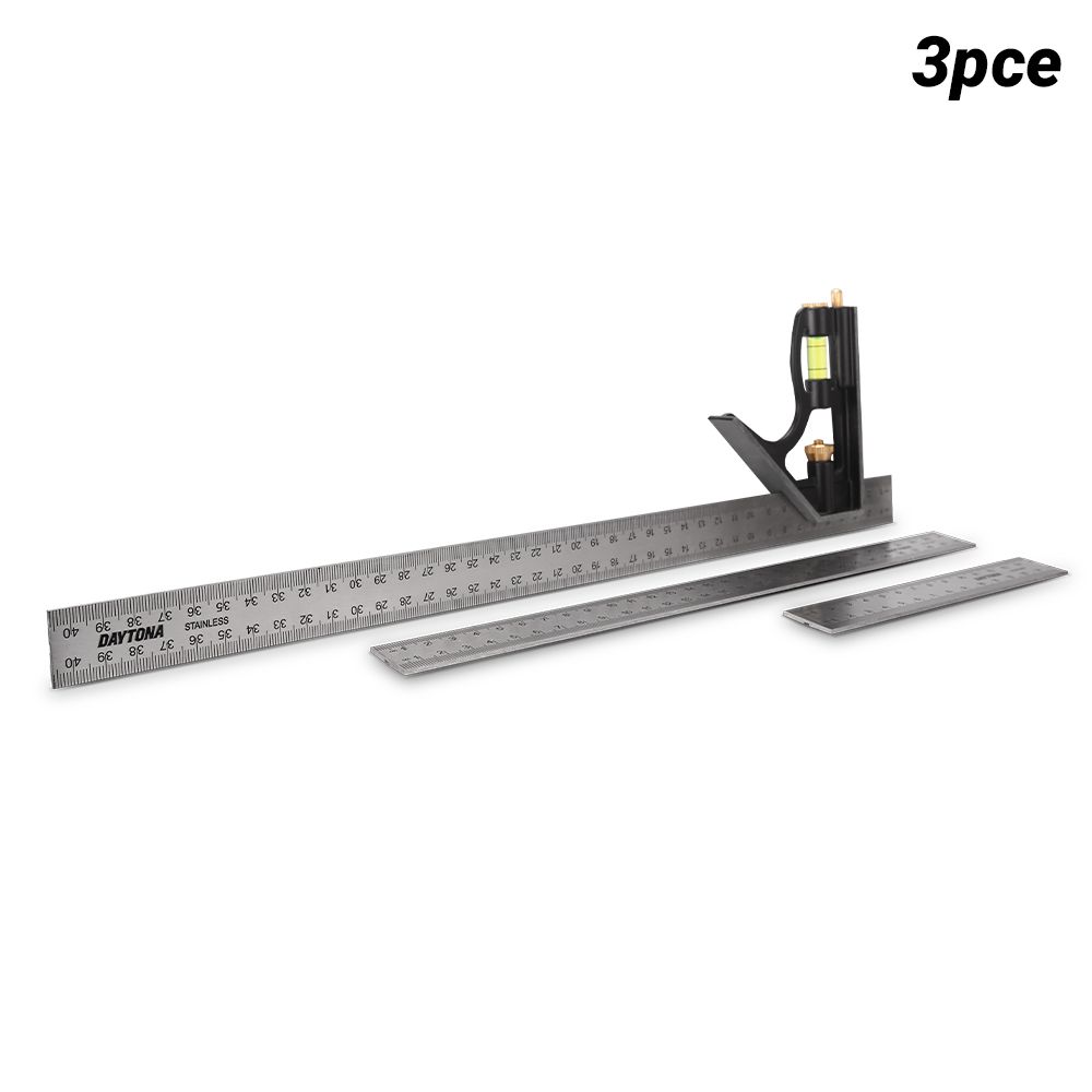 Daytona DCSS3P 3pce 150mm (6"), 300mm (12") & 400mm (16") Combination Square Set – image 1