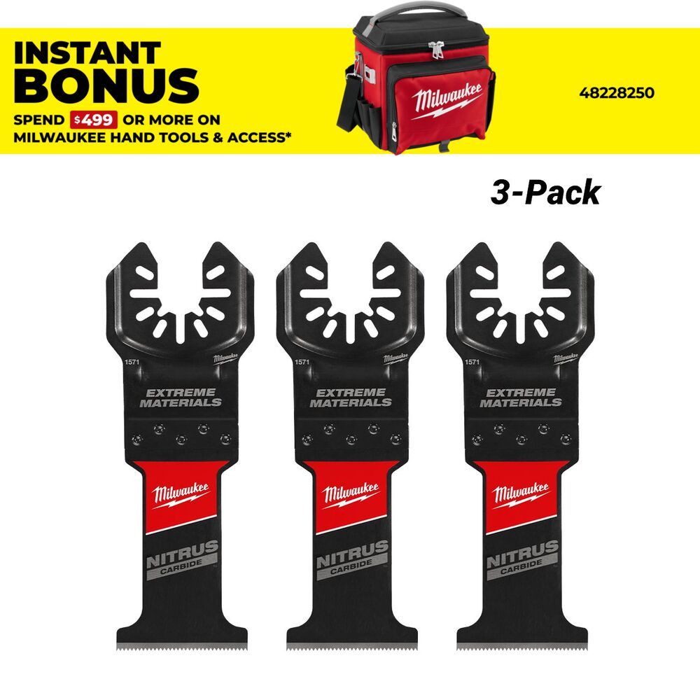 Milwaukee 49251573 3-Pack 35mm (1-3/8") OPEN-LOK Extreme Materials Blade with NITRUS CARBIDE – image 1