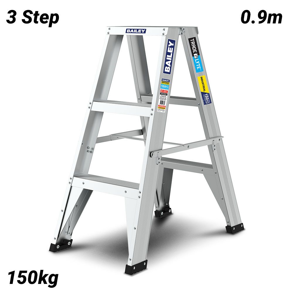 Bailey FS14019 150kg 0.9m 3 Step Trade LYTE Aluminium Double Sided Ladder – image 1