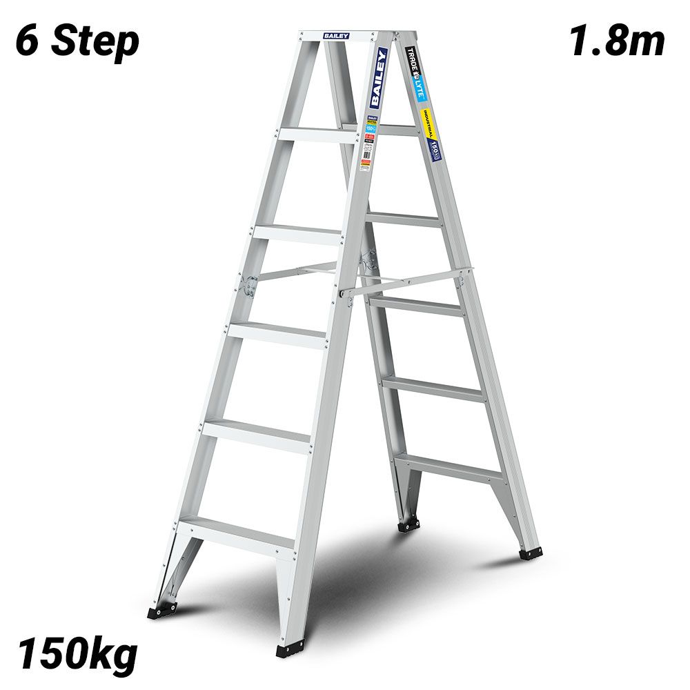 Bailey FS14021 150kg 1.8m 6 Step Trade LYTE Aluminium Double Sided Ladder – image 1