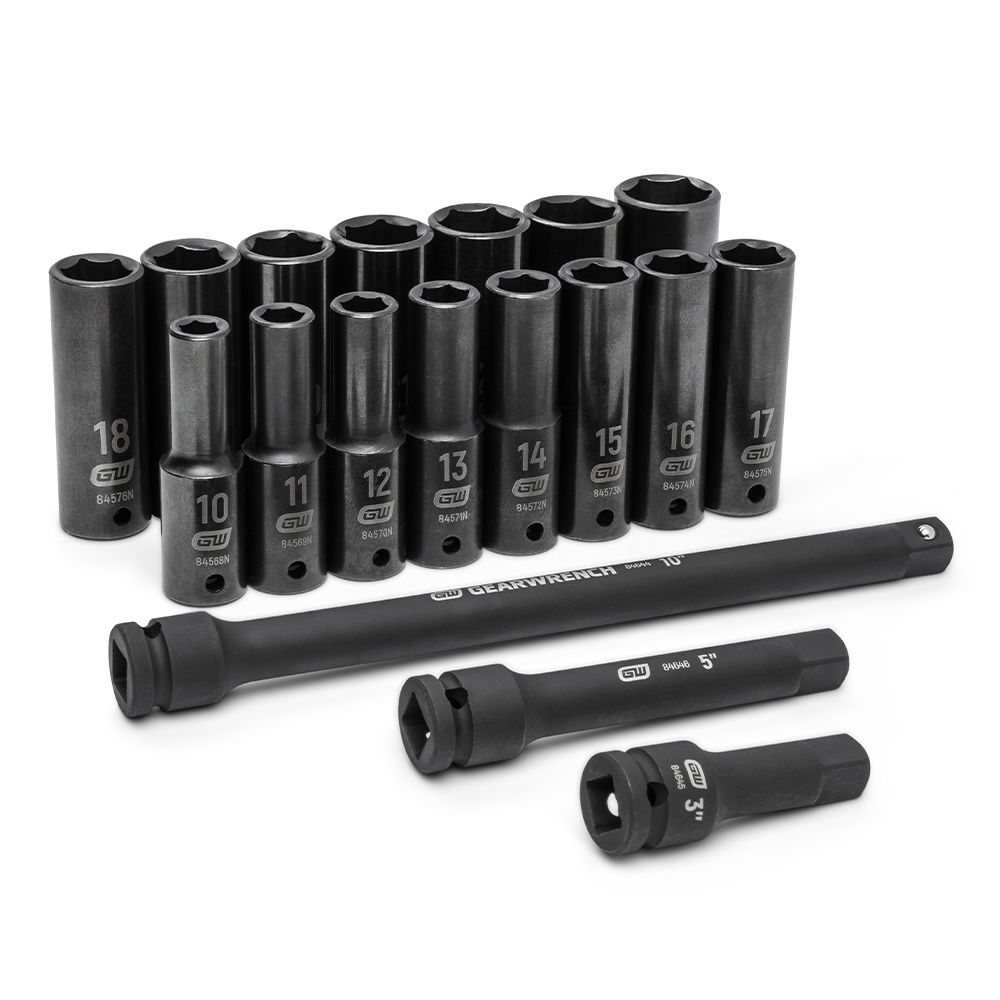 GEARWRENCH 89096 18pce 1/2" Drive Deep Metric Impact Socket Set – image 2