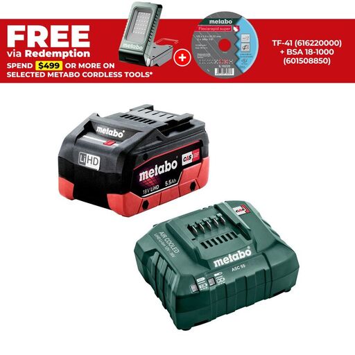 Metabo AU32100500 18V 5.5Ah Li-ion Cordless Battery and Charger Starter Pack
