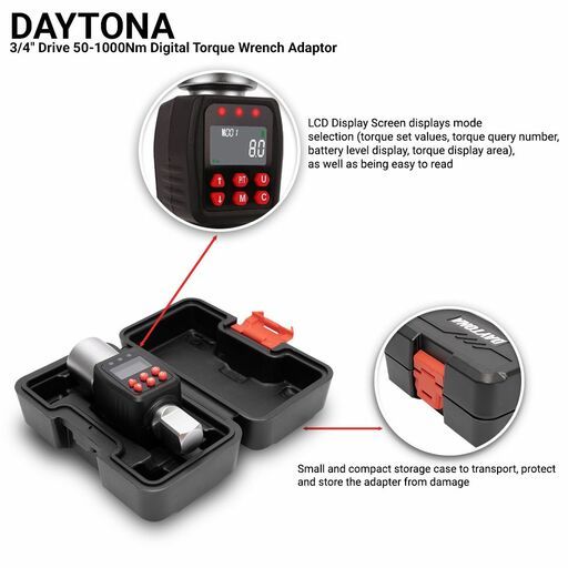 Daytona D34DTWA 3/4" Drive 50-1000Nm Digital Torque Wrench Adaptor – image 8