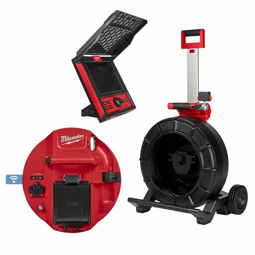 Milwaukee M18SISH0+M18SIC60100+M18SIM0 18V Li-ion Cordless 60m Pipeline Camera Inspection Kit - Skin Only