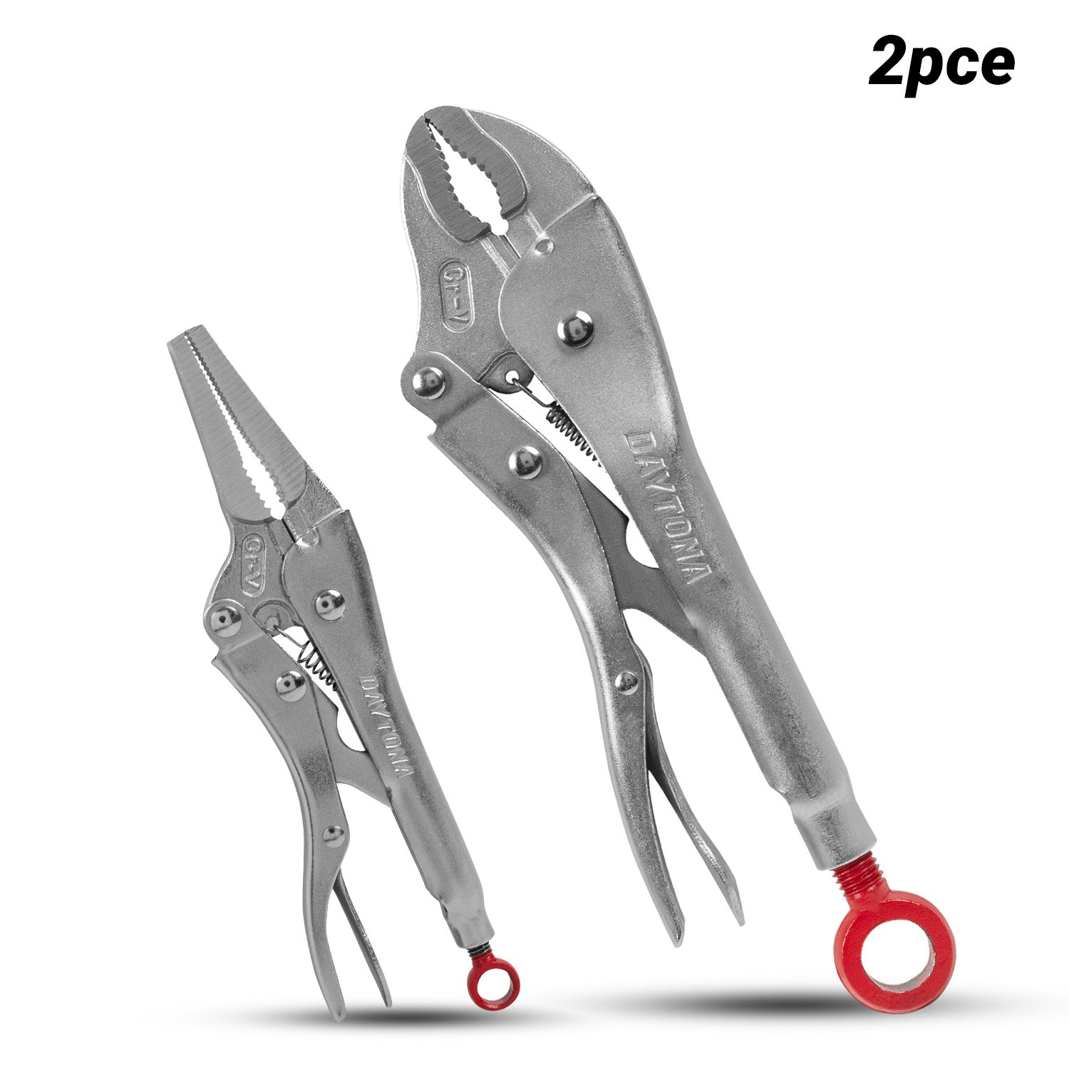 Daytona D2LNCJLP 2pce 165mm (6.5") Long Nose & 254mm (10") Curved Jaw Locking Pliers Set – image 1