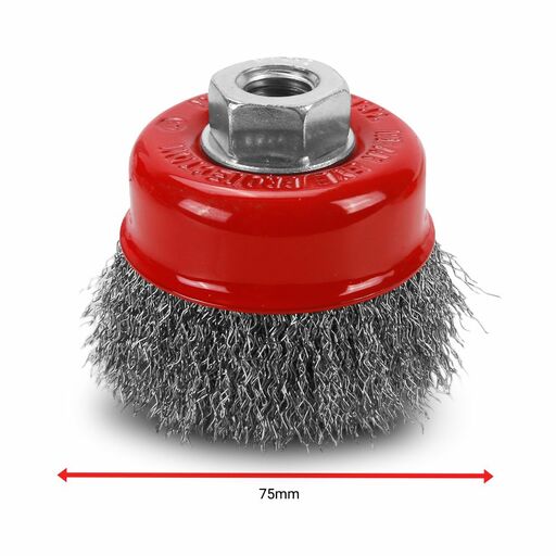 Xtorque XSSB75C 75mm Stainless Steel Crimp Wire Cup Bevel Brush with Thread Adaptor – image 2