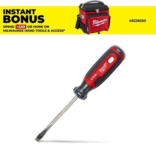 Milwaukee MT206 101mm Slotted 1/4" Cushion Grip Screwdriver