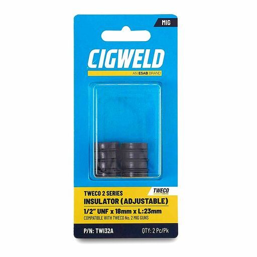 Cigweld TWI32A 2-Pack 1/2" UNF x 18mm x L:23mm TWECO 2 Series Adjustable Insulator – image 3