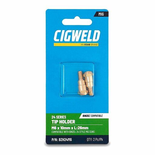 Cigweld BZH24M6 2-Pack M6 x 10mm x L:26mm 24 Series Tip Holder – image 2