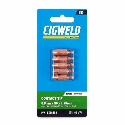 Cigweld BZT6808 10-Pack 0.8mm x M6 x L:28mm Contact Tip – image 2