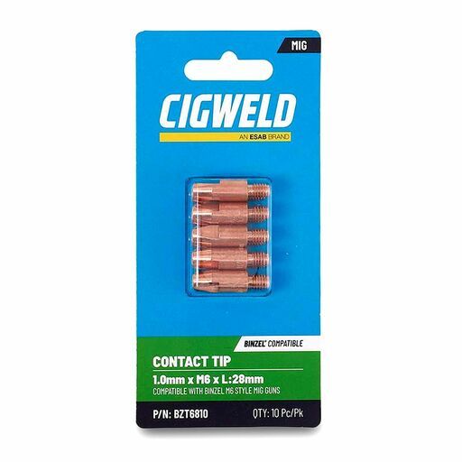 Cigweld BZT6810 10-Pack 1.0mm x M6 x L:28mm Contact Tip – image 2