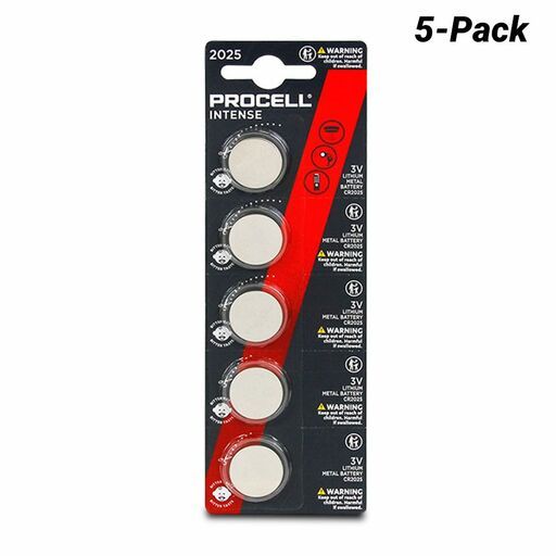 Procell CR2025-BP5(PX) 5-Pack 2025 3V Intense Lithium Coin 