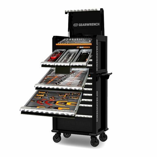 GEARWRENCH 77001 215pce Combination Tool Kit with 7 Drawer Chest & 7 Drawer Roller Cabinet