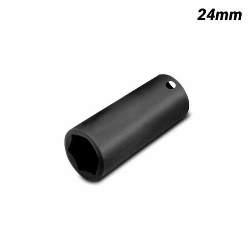 Douille à Choc 24mm 1/2" - Longueur 200mm - Acier CR-V Traité - 6 Points - Pour Clés à Choc