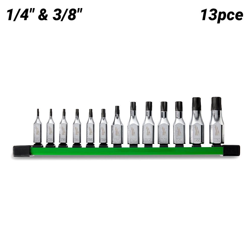 Milwaukee 48229532 13pce 1/4” and 3/8” Drive Torx Bit Socket Set – image 2
