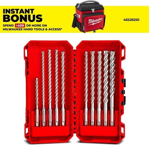 Milwaukee 49323557 10pce SDS-Plus MX4 4-Cut Drill Bit Set
