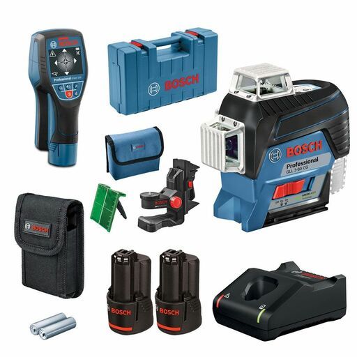 Bosch GLL3-80 GC + D-TECH120 (0.615.994.0RK) 12V Line Green Laser Level & Detector