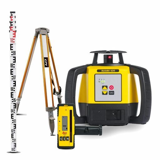 Leica LG6005985CPIK Red Beam Rotary Laser Level with Rod-Eye 160 Digital Receiver Combo Kit