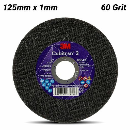 3M 7100304306 (UU012137913) 125 x 1 x 22.23 mm Cubitron™ 3  86647 60+ Grit T41 EN Cut-Off Wheel