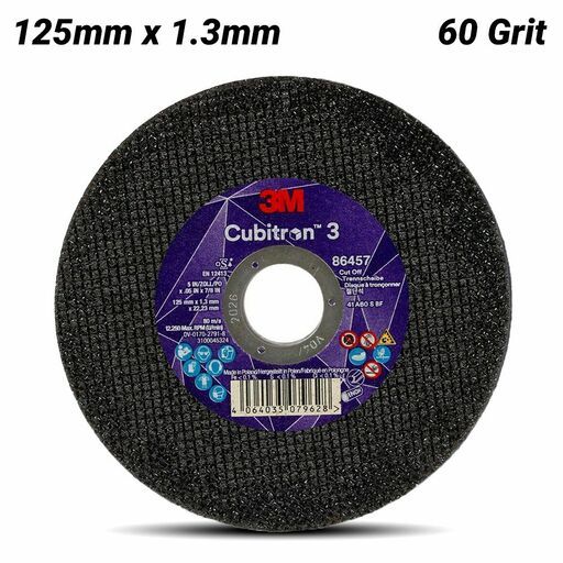 3M 7100304304 (UU012138986) 125 x 1.3 x 22.23 mm Cubitron™ 3  86457 60+ Grit T41 EN Cut-Off Wheel