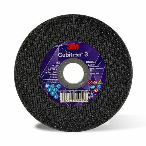 3M 7100304304 (UU012138986) 125 x 1.3 x 22.23 mm Cubitron™ 3  86457 60+ Grit T41 EN Cut-Off Wheel – image 2