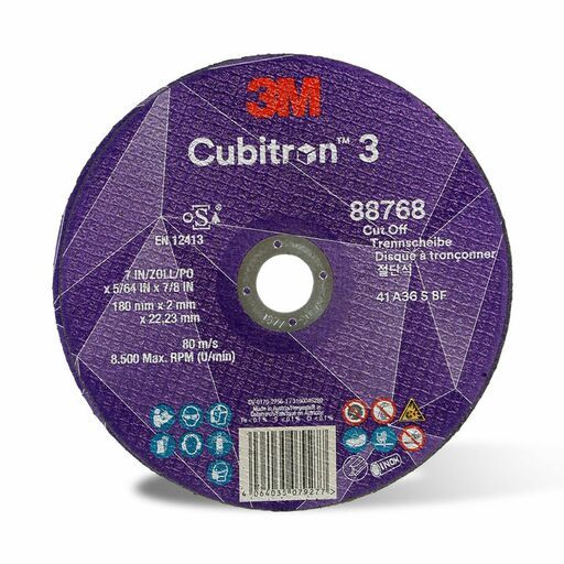 3M 7100303999 (XC991968345) 180 x 2 x 22.23 mm Cubitron™ 3  88768 36+ T41 EN Cut-Off Wheel – image 2