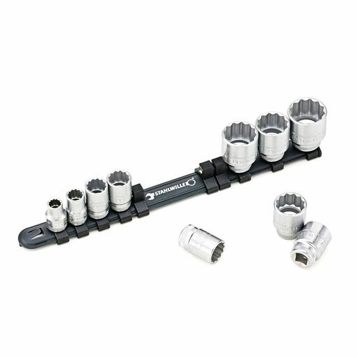 Stahlwille 811783 (SW12917/10-45 - 96052010) 10 pce 3/8" Set of Sockets with Clip Bar – image 2