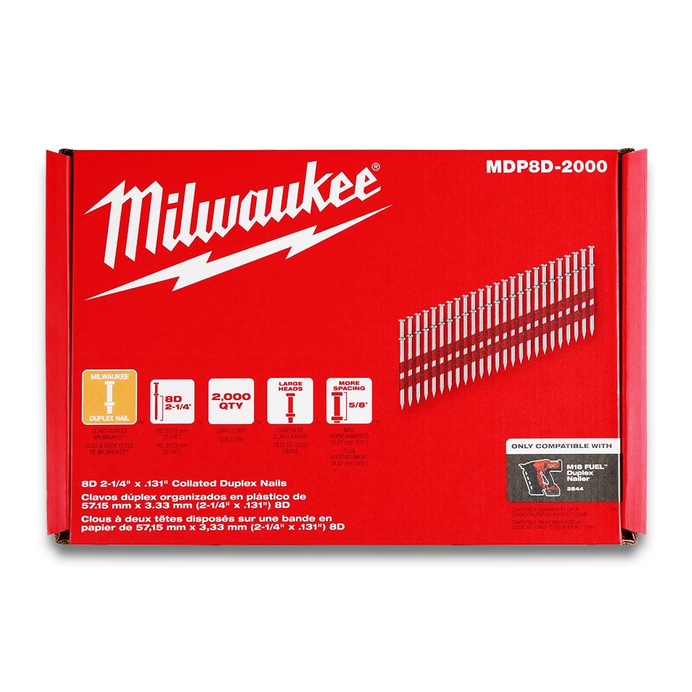 Milwaukee MDP8D-2000 8D 2-1/4” x .131” 2000pce Collated Duplex Nails – image 5