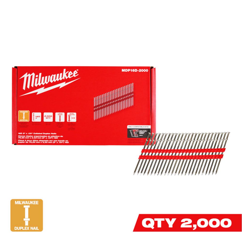 Milwaukee MDP16D-2000 16D 3” x .131” 2000pce Collated Duplex Nails – image 4