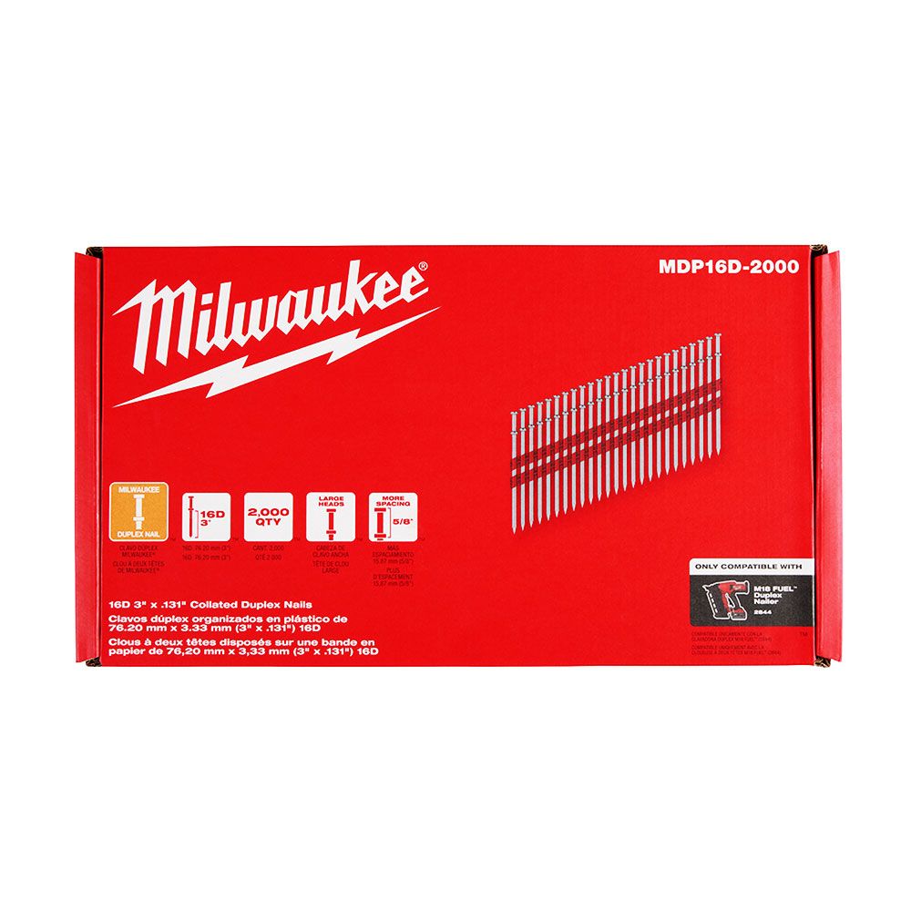 Milwaukee MDP16D-2000 16D 3” x .131” 2000pce Collated Duplex Nails – image 6
