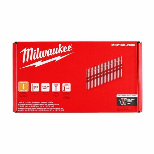 Milwaukee MDP16D-2000 16D 3” x .131” 2000pce Collated Duplex Nails – image 6