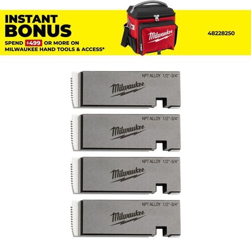 Milwaukee 48361201 1/2"-3/4" Alloy NPT Universal Pipe Threading Die Set