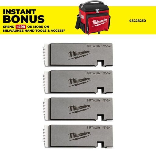 Milwaukee 4932492924 1/2"-3/4" Alloy BSPT Universal Pipe Threading Die Set