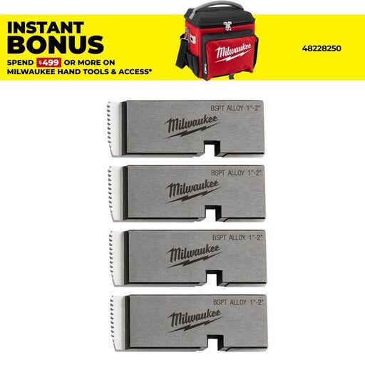 Milwaukee 4932492925 1"-2" Alloy BSPT Universal Pipe Threading Die Set