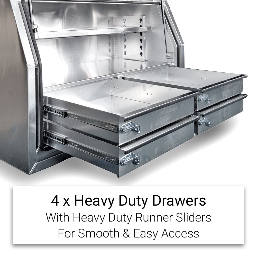 Daytona DSD1400W 2mm 1400mm x 600mm x 820mm Aluminium Storage Box with 4 x Internal Drawers – image 3