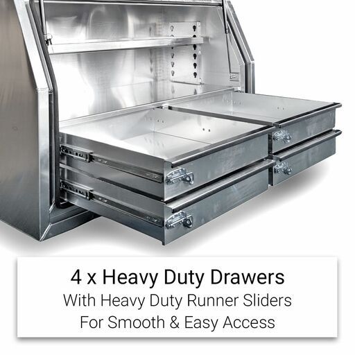 Daytona DSD1400W 2mm 1400mm x 600mm x 820mm Aluminium Storage Box with 4 x Internal Drawers – image 3