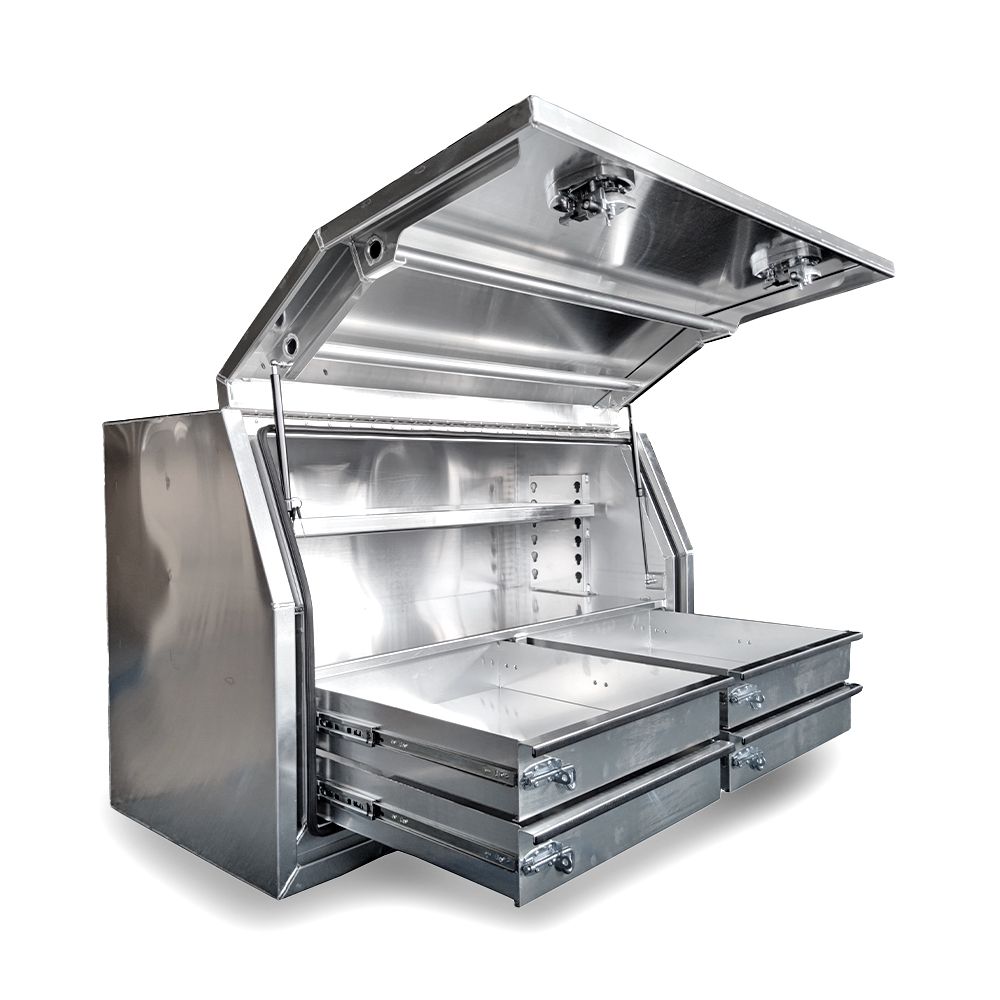Daytona DSD1400W 2mm 1400mm x 600mm x 820mm Aluminium Storage Box with 4 x Internal Drawers – image 1