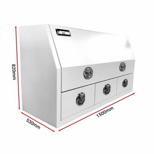 Daytona DSSD1500W 1.5mm 1500mm x 530mm x 820mm White Storage Steel Box with 3 x Drawers – image 2