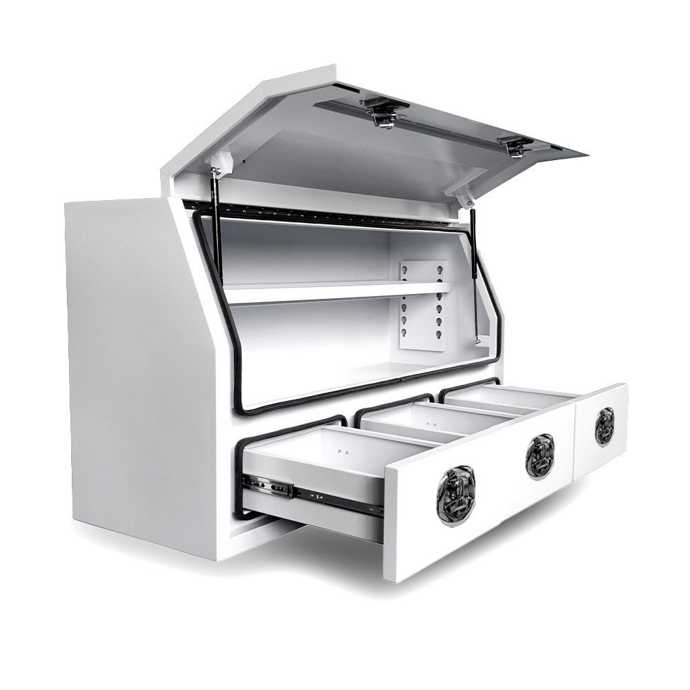 Daytona DSSD1500W 1.5mm 1500mm x 530mm x 820mm White Storage Steel Box with 3 x Drawers – image 1
