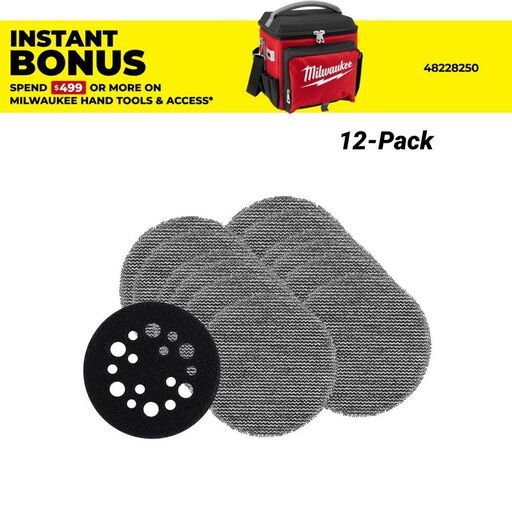 Milwaukee 48806080 12-Pack 75mm (3") 80 Grit POWERGRID H&L Mesh Sanding Discs & Pad Saver 