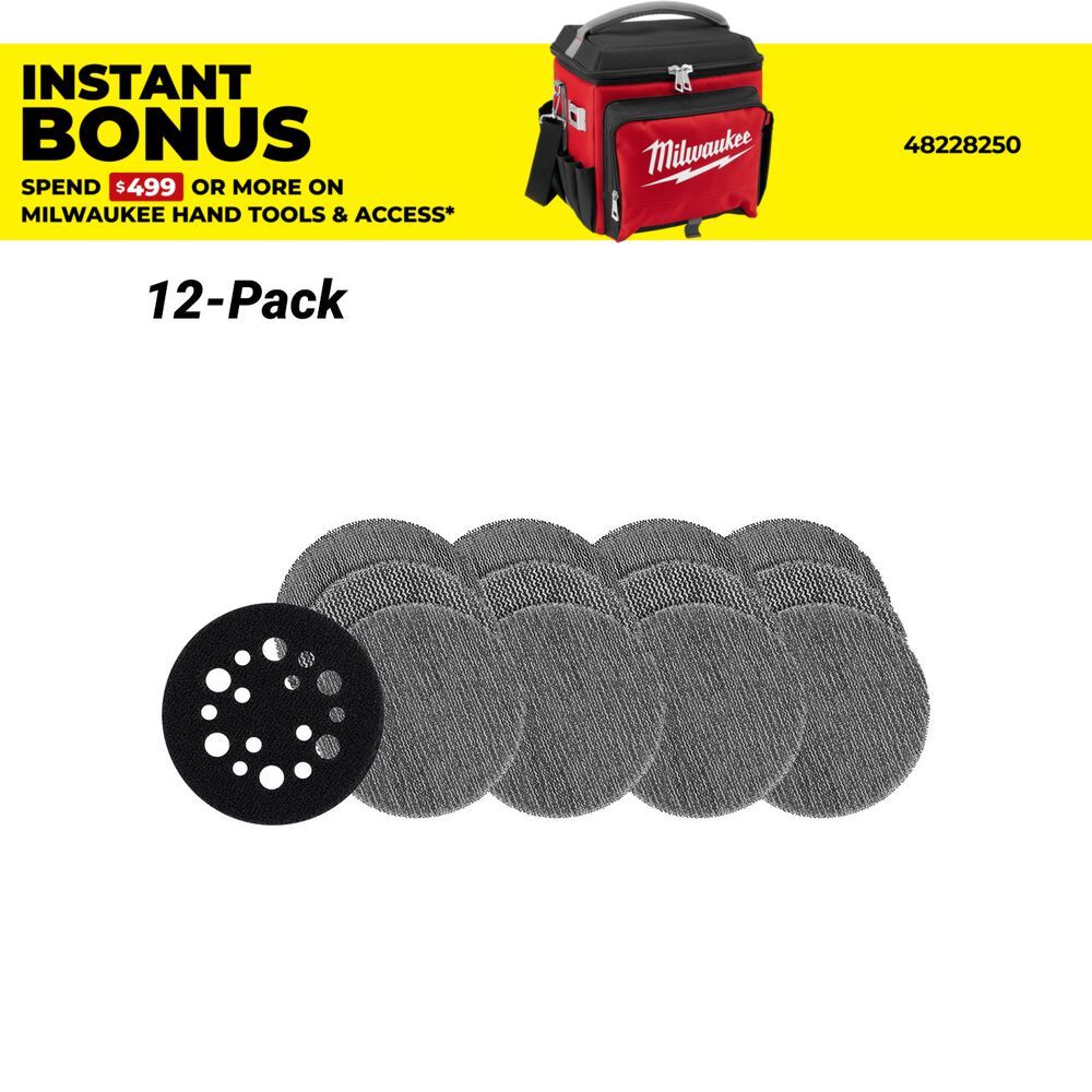 Milwaukee 48806405 12-Pack 75mm (3") Assorted Grit Set POWERGRID H&L Mesh Sanding Discs & Pad Saver – image 1