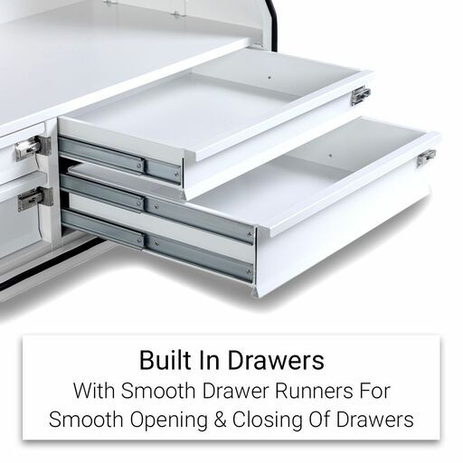 Daytona DSF1360 1.5mm 1360mm x 550mm x 800mm Full Lid White Steel Ute Box With Built-In Drawers – image 4