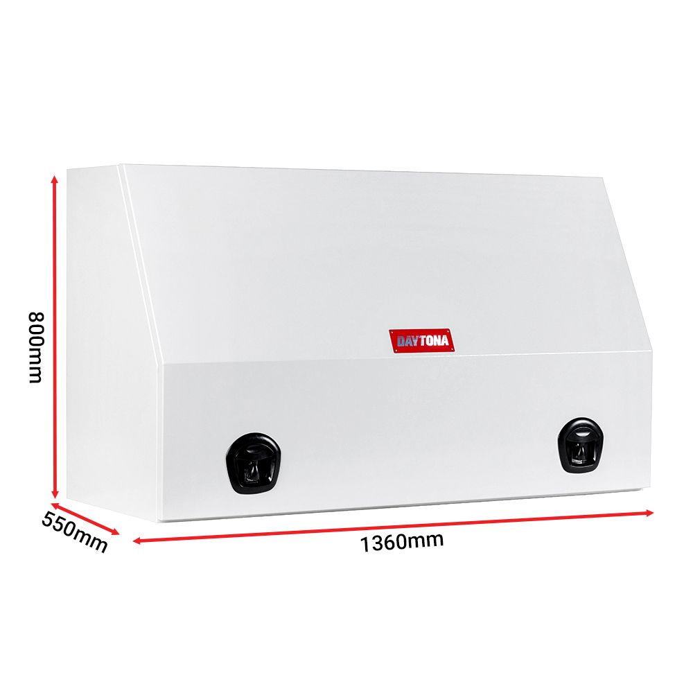 Daytona DSF1360 1.5mm 1360mm x 550mm x 800mm Full Lid White Steel Ute Box With Built-In Drawers – image 2