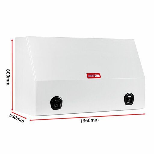 Daytona DSF1360 1.5mm 1360mm x 550mm x 800mm Full Lid White Steel Ute Box With Built-In Drawers – image 2