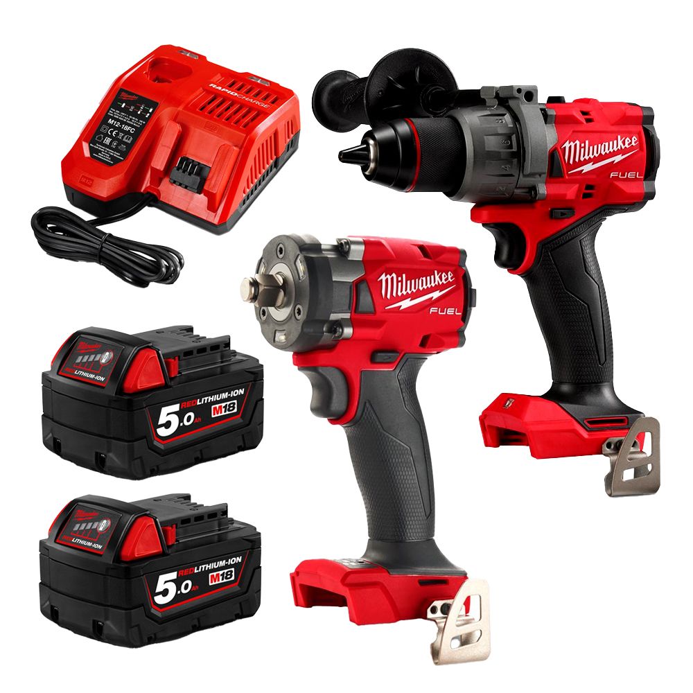 Milwaukee M18FPP2AB3502C 18V 5.0Ah 5 Amp Li-ion Cordless 2x Piece Drill Impact Driver Combo Kit Power Pack